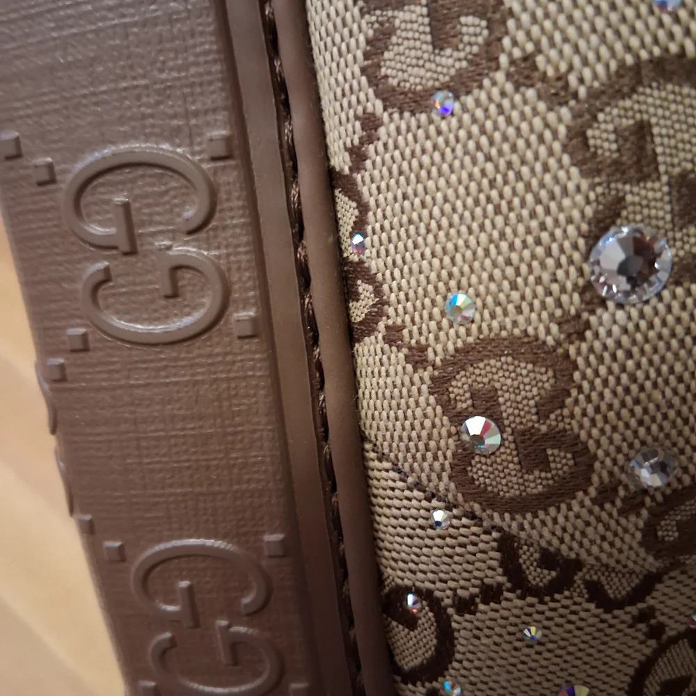 Gucci Women's Tan Boots with Crystal Accents - Picture 5 of 10